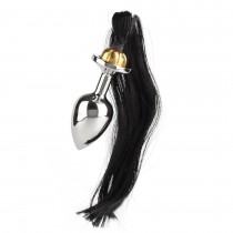 Plug Anal Acier Black Hair Pony Tail Rosebud
