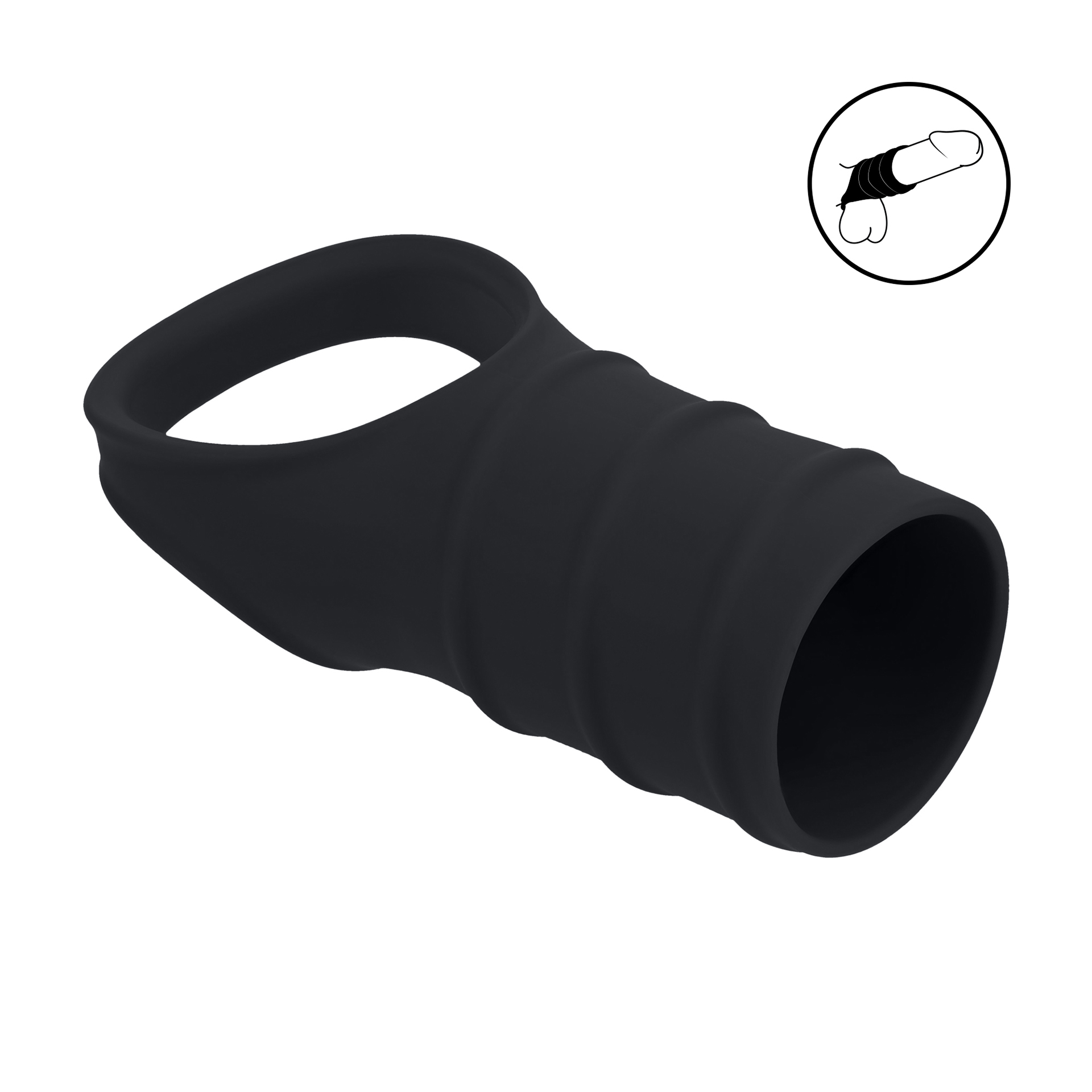 Cock Ring and Ribbed Sleeve Silicone