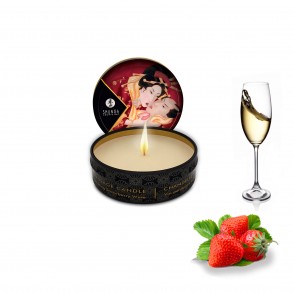 Mini Bougie de Massage Lueur et Caresse Fraises & Vin Pétillant