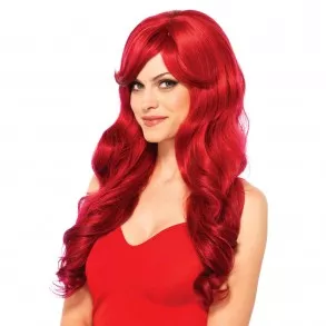 Perruque cheveux longs ondulés Rouge
