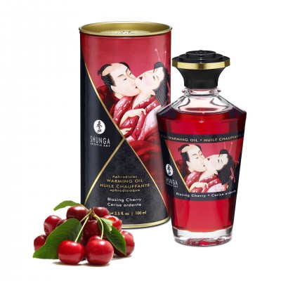 Huile Aphrodisiaque Chauffante Comestible Cerise Flambée