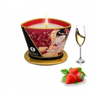 Bougie de Massage Lueur et Caresse Fraises & Vin Pétillant