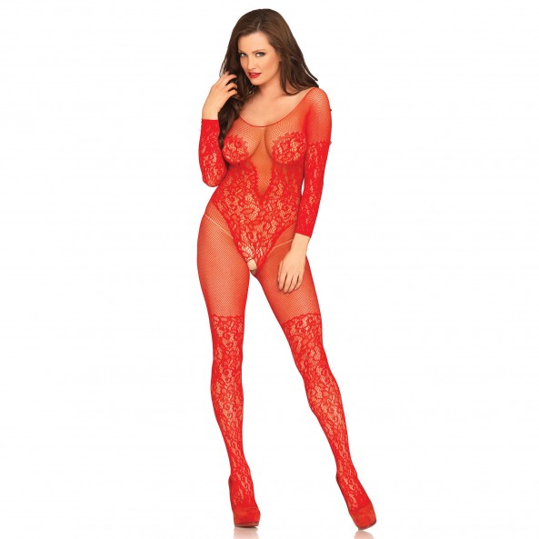 Bodystocking à manches longues ouverte
