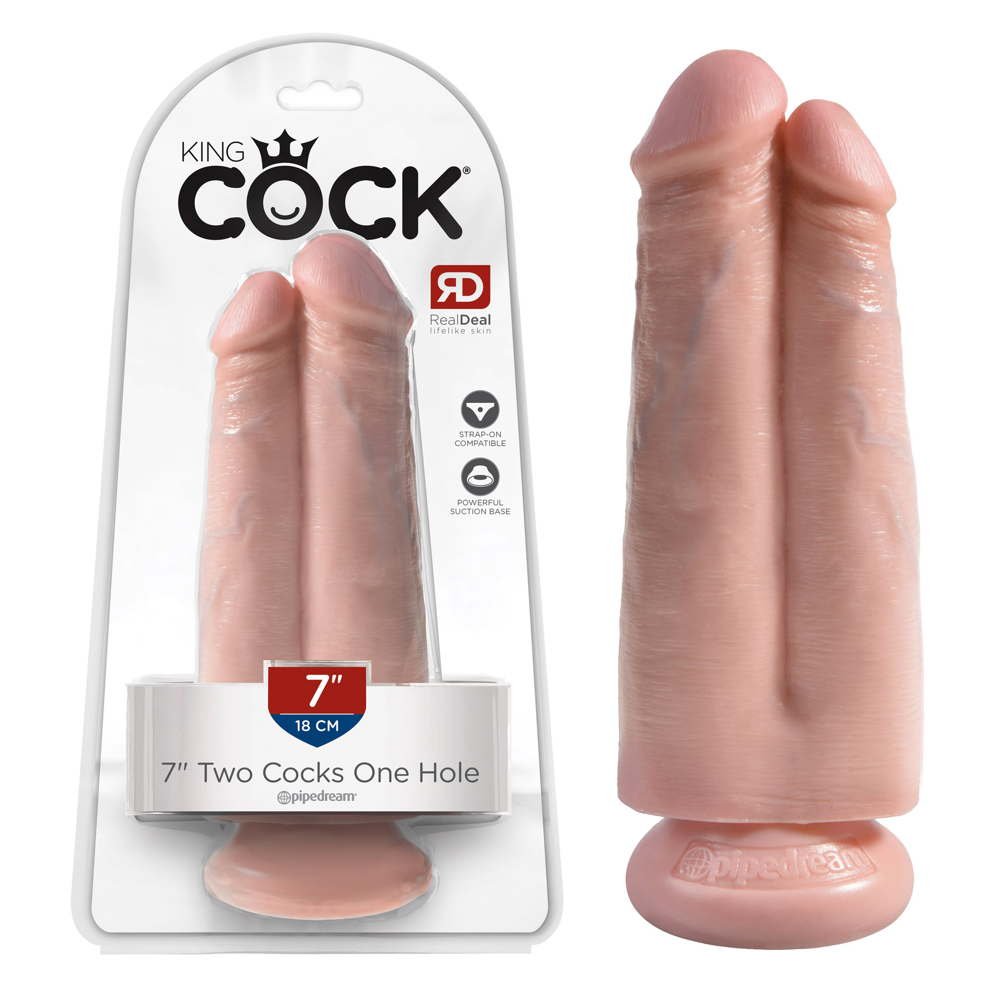 Double gode ventouse 2 Cock 1 Hole 18 cm