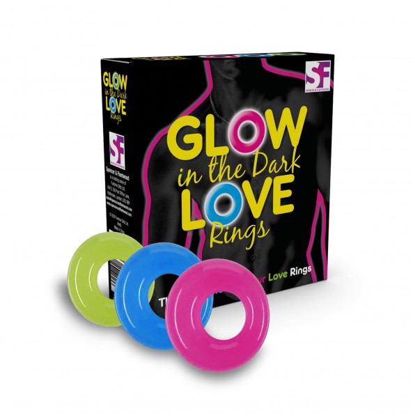 Pack 3 Anneaux Phosphorescents Love Rings