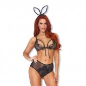 Ensemble Dentelle et Satin Bunny Noir