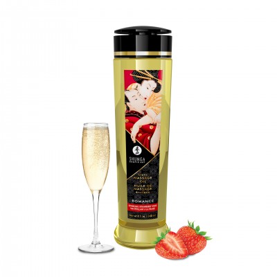 Huile de Massage Erotique Fraises & Vin Pétillant