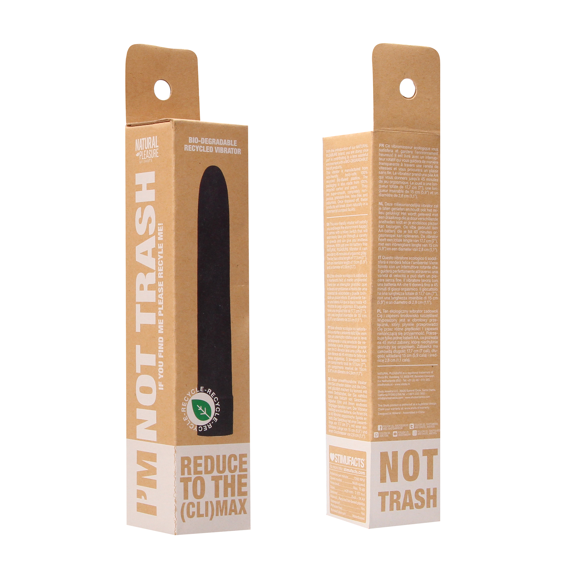 Vibromasseur Recyclable Natural Pleasure By Shots - Longueur 17,5 Cm, Pour Tous, Neuf