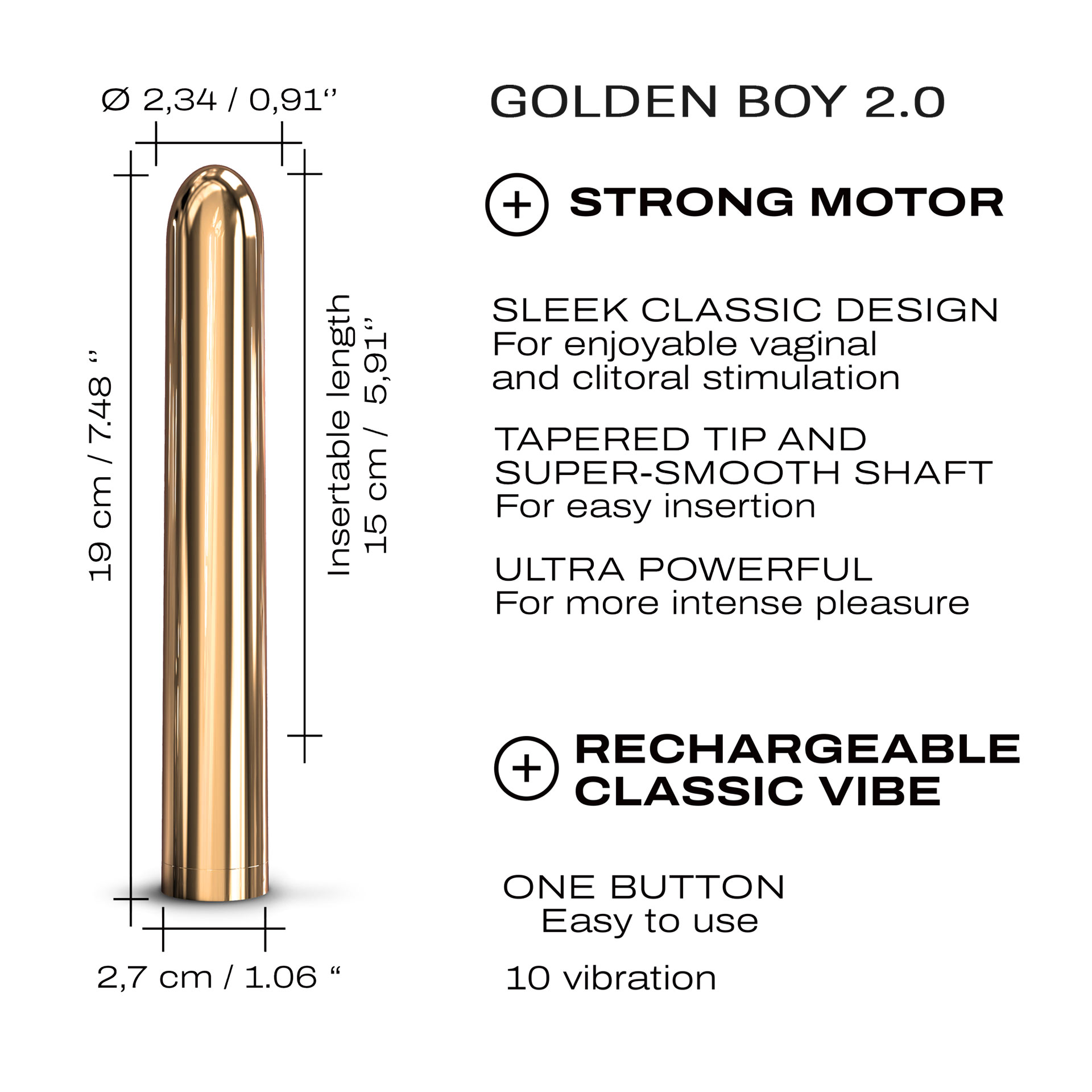 Vibromasseur Dorcel Golden Boy 2.0 - Sextoy Unisexe - Neuf - Pour Explorer De Nouvelles Sensations