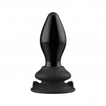 Plug Anal Vibrant Stretchy en Verre Noir