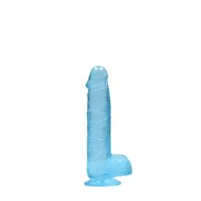 Gode avec Testicules Crystal Clear 15 cm Bleu