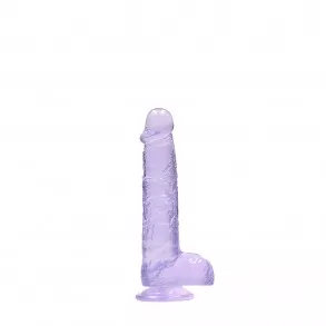 Gode avec Testicules Crystal Clear 15 cm Violet