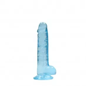Gode avec Testicules Crystal Clear 17 cm Bleu