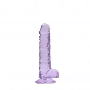 Gode avec Testicules Crystal Clear 17 cm Violet