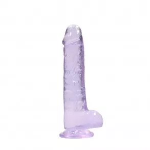 Gode avec Testicules Crystal Clear 19 cm Violet