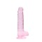 Gode avec Testicules Crystal Clear 19 cm Rose