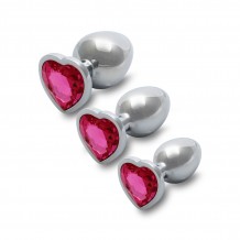 Plug bijou Métallique Cœur Silver - Saphir Rose