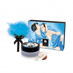 Coffret Poudre de Massage Comestible et Plumeau Caresse Noix de Coco