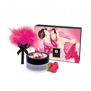 Coffret Poudre de Massage Comestible et Plumeau Caresse Framboise