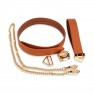 Collier Ajustable avec Laisse Cuir Brun et Métal - photo 1