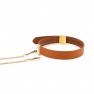 Collier Ajustable avec Laisse Cuir Brun et Métal - photo 2